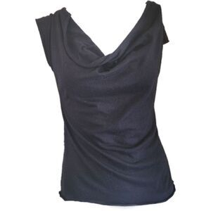 Hot tempered dont be afraid womens large black sccop neck blouse sheer lace back